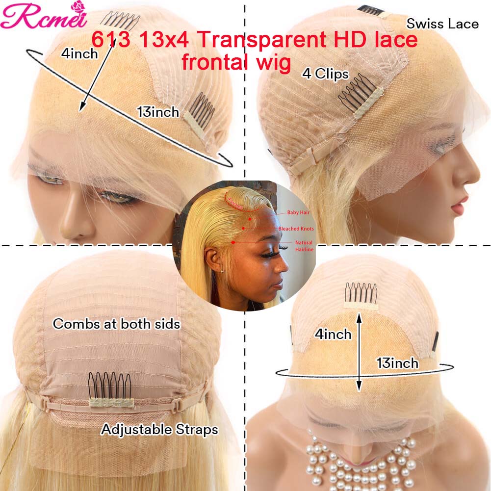 613 Blonde HD  Transparent Lace Front Human Hair Wigs With Baby Hair - Sullys Beauty 