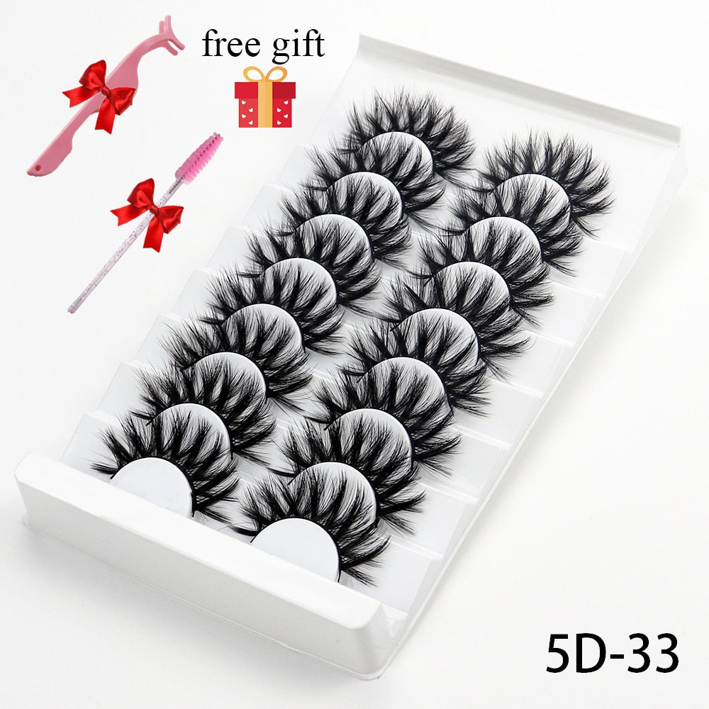 5/8 Pairs Of  Mink 3D Natural False Eyelashes - Sullys Beauty 