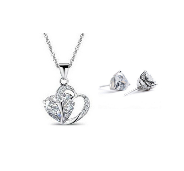 Heart Necklace And Earrings Set - Sullys Beauty 