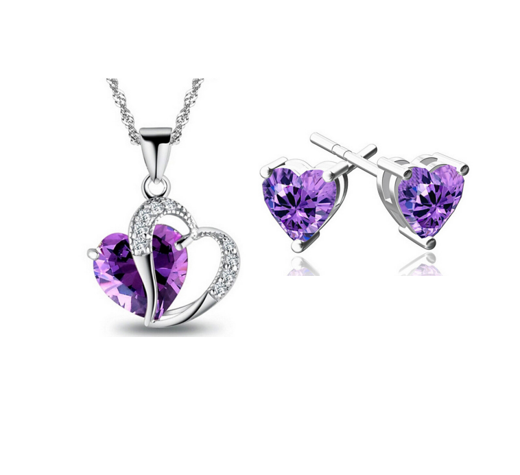 Heart Necklace And Earrings Set - Sullys Beauty 