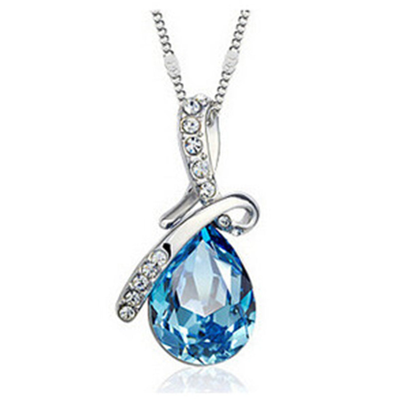 Angel Tear Drop Crystal Short Clavicle Chain Necklace - Sullys Beauty 